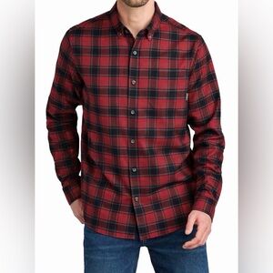 Eddie Bauer Favorite Flannel 2X Plaid Long Sleeve Red Highland Cotton Button Up